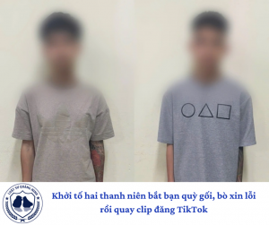 Khởi tố hai thanh niên bắt bạn quỳ gối, bò xin lỗi rồi quay clip đăng TikTok